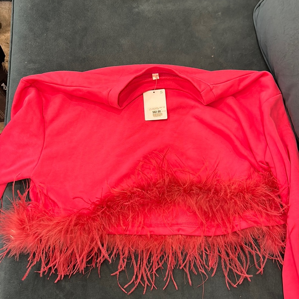 Pink flamingo crop top sweatshirt